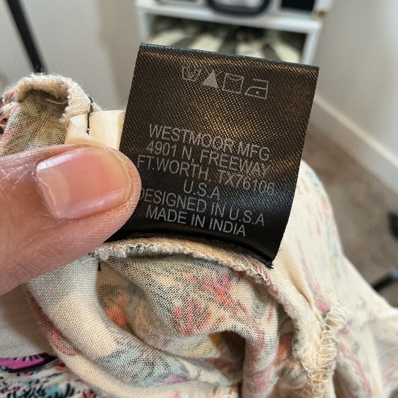 Rock & Roll Denim Tropical Print Ruffle Mini Skirt Elastic Waist L - Picture 6 of 7